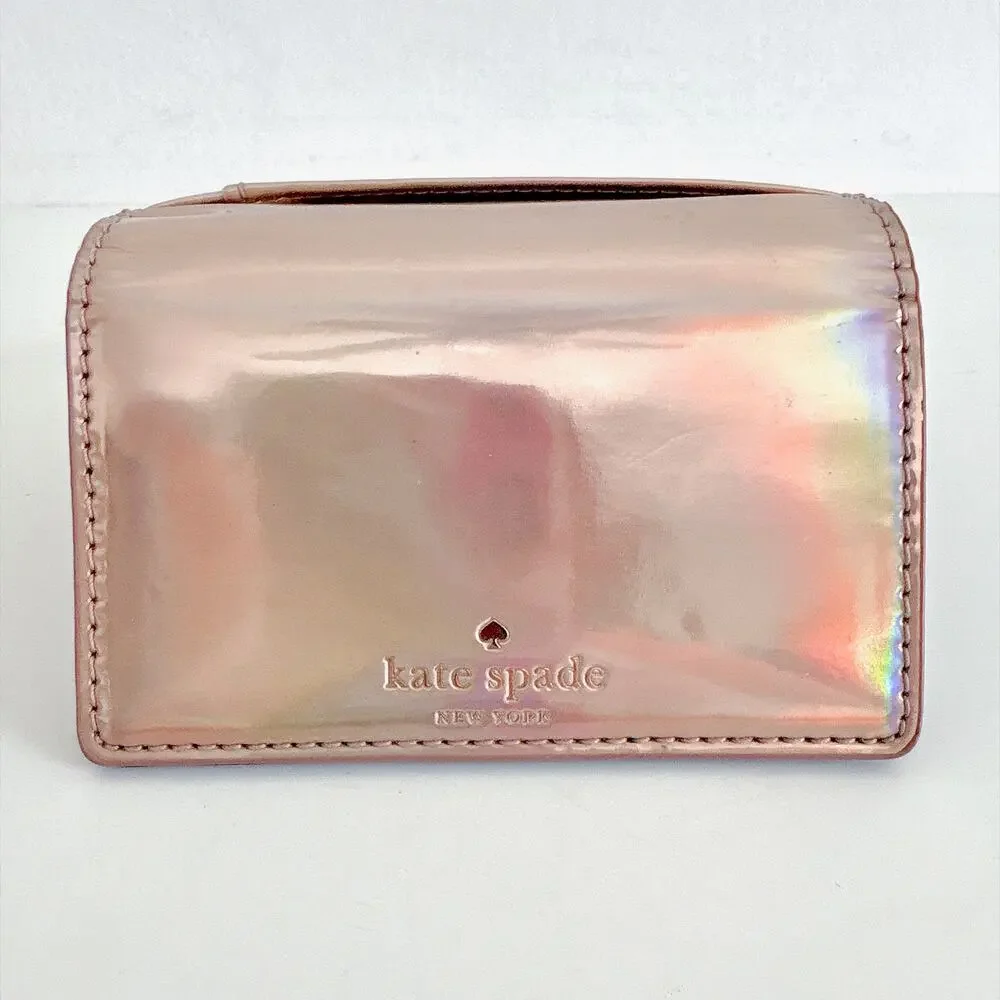 KATE SPADE RAINER LANE DARLA WALLET - HOLOGRAPHIC ROSE GOLD